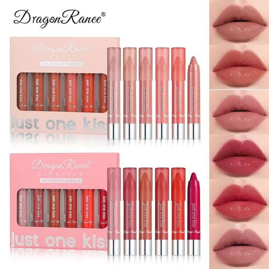 Dragon Ranee Just One Kiss Lipstick Lip Crayon Bundle 6Pcs Set