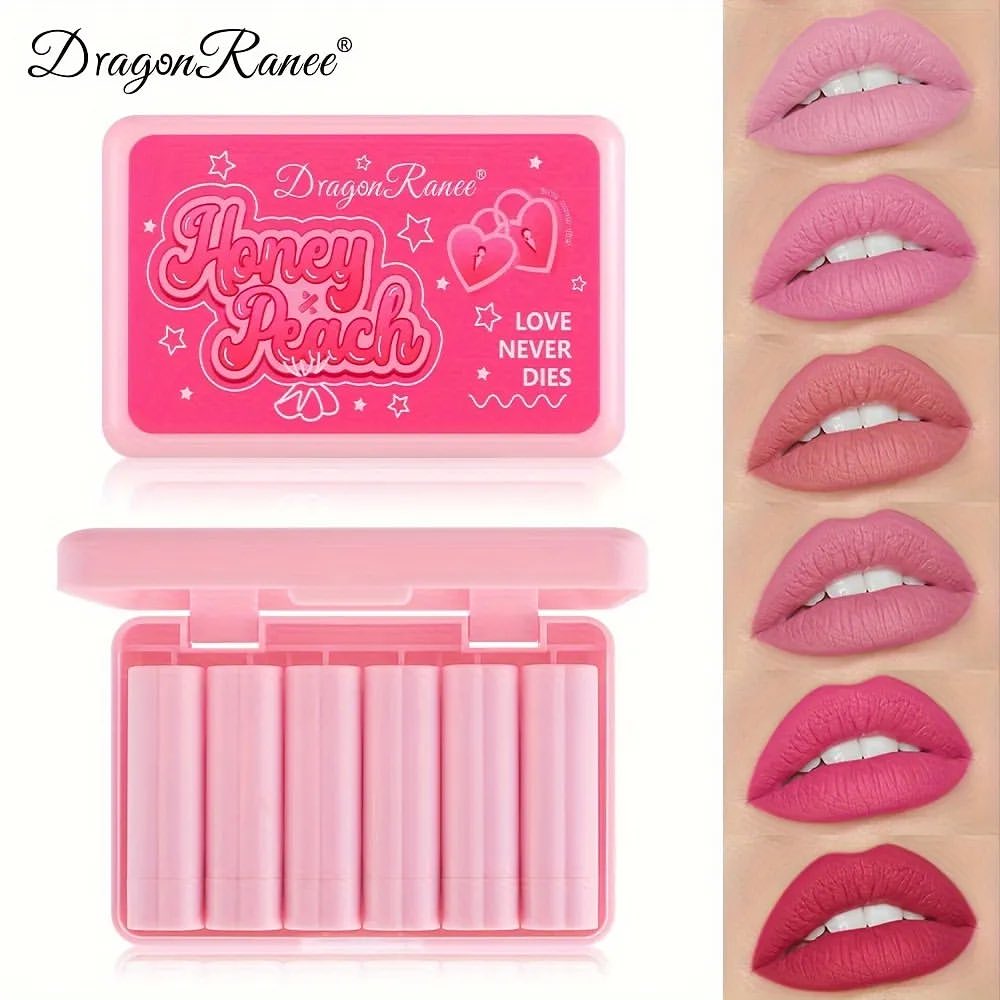 Dragon Ranee Honey Peach 6 peace lipstick set