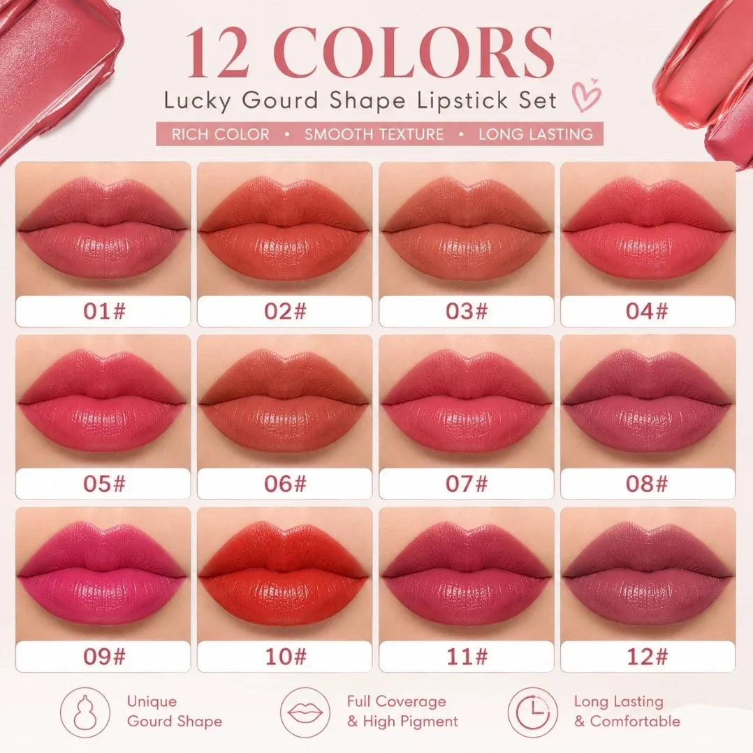 Ks One - 12 Color Mini Peanut Shape Matte Lipsticks