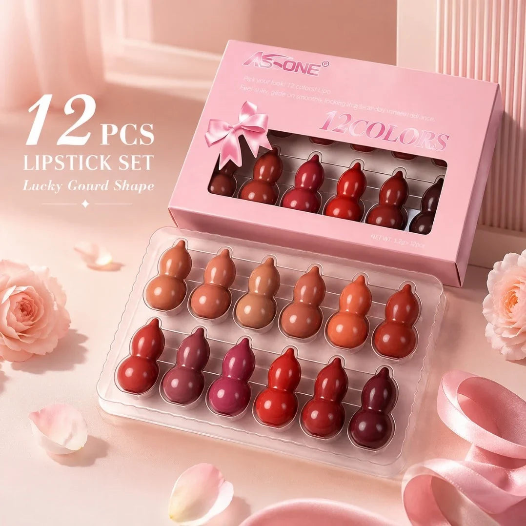 Ks One - 12 Color Mini Peanut Shape Matte Lipsticks