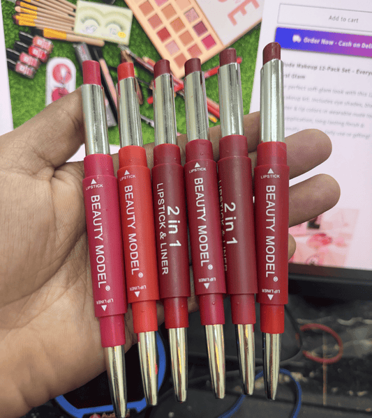 Beauty Model 2 in 1 Lipstick and Lipliner (Pack of 3)