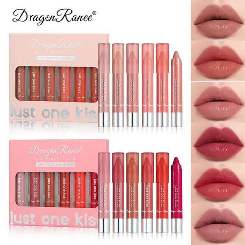 Dragon Ranee Just One Kiss Lipstick Lip Crayon Bundle 6Pcs Set