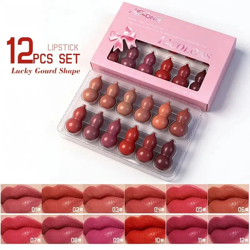 Ks One - 12 Color Mini Peanut Shape Matte Lipsticks